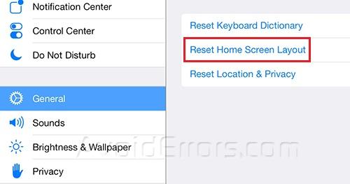 Reset iDevice Home Screen 3