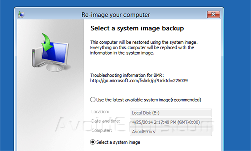 System Backup Image windows 8