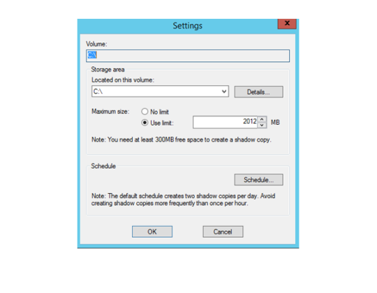Enable Shadow Copy on a Shared Folder in Windows Server 2012