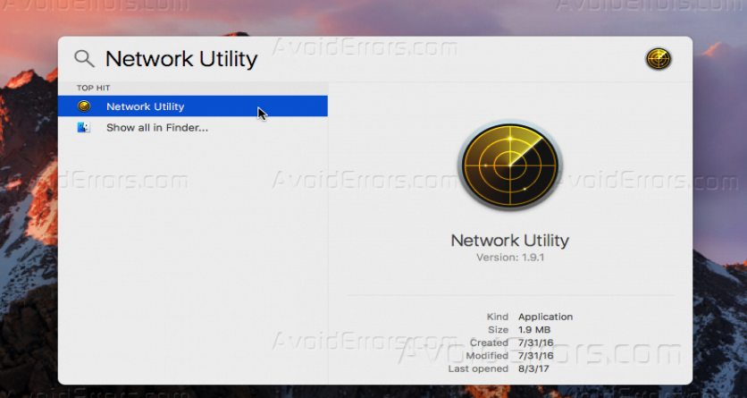 How to Collect Network Information Through Network Utility - AvoidErrors