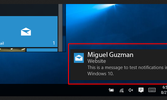 Disable Email Notifications in Windows 10