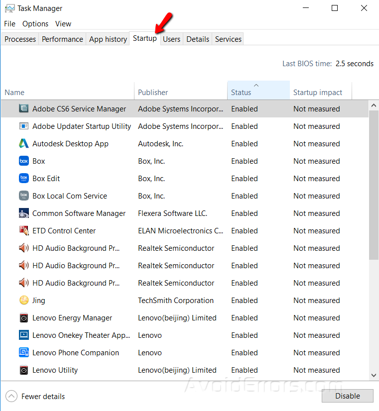 Disable Unnecessary Startup Programs and Services - AvoidErrors