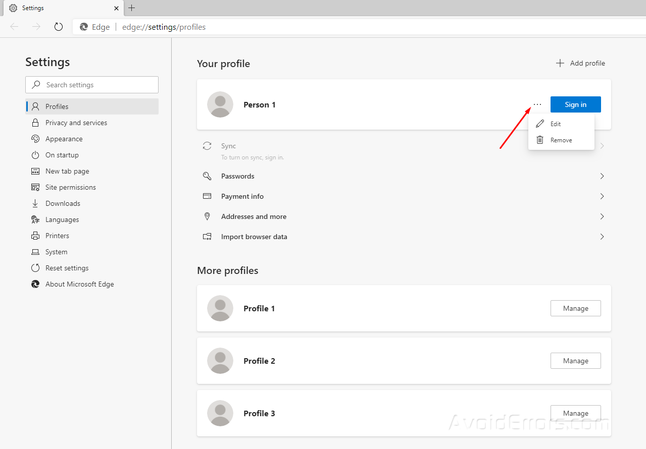 Edge Users How to Use Multiple User Profiles in Microsoft Edge - AvoidErrors