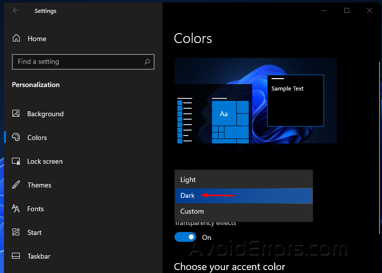 How to Enable Dark Mode on Windows 11 AvoidErrors