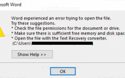 Fix – Word Experienced an Error Trying to Open The File