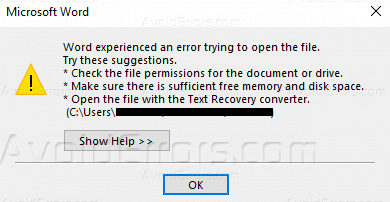 Fix – Word Experienced an Error Trying to Open The File